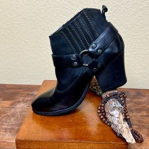 BOC Black leather ankle harness boots